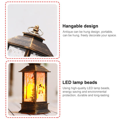 Christmas Flame Lantern Christmas Decoration LED Luminous Ornament Candlestick Lamp, White Elk, White Snowman, Red Santa, Bronze Snowman, Bronze Santa