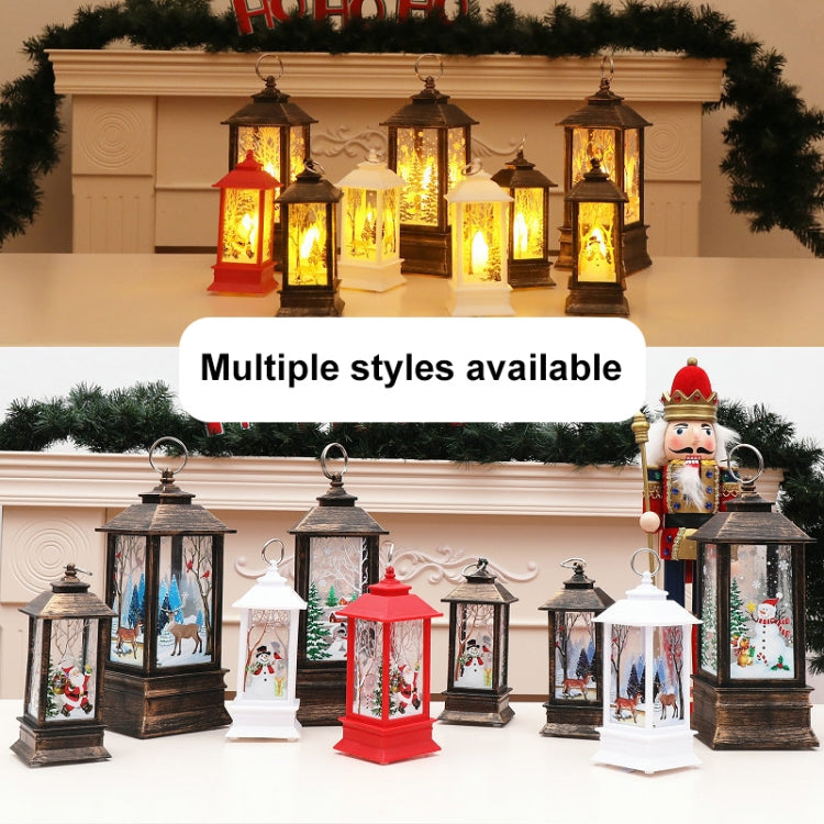 Christmas Flame Lantern Christmas Decoration LED Luminous Ornament Candlestick Lamp, White Elk, White Snowman, Red Santa, Bronze Elk, Bronze Snowman, Bronze Santa, White Angel, Large 77 x 77 x 195mm