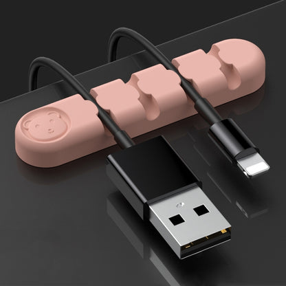5 PCS 4 Holes Bear Silicone Desktop Data Cable Organizing And Fixing Device, 4 Holes