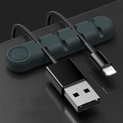 5 PCS 4 Holes Bear Silicone Desktop Data Cable Organizing And Fixing Device, 4 Holes