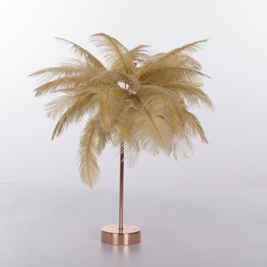 Ostrich Feather Table Lamp Wrought Iron Night Light LED Copper Wire Lamp, Yellow, Grey, Violet, Orange, Royal Blue