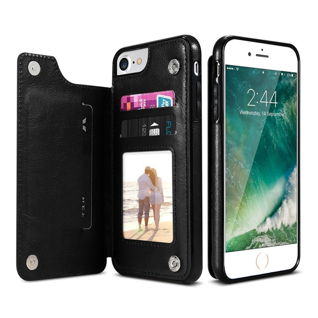For iPhone XS Max Retro PU Leather Case Multi Card Holders Phone Cases , For iPhone XS Max