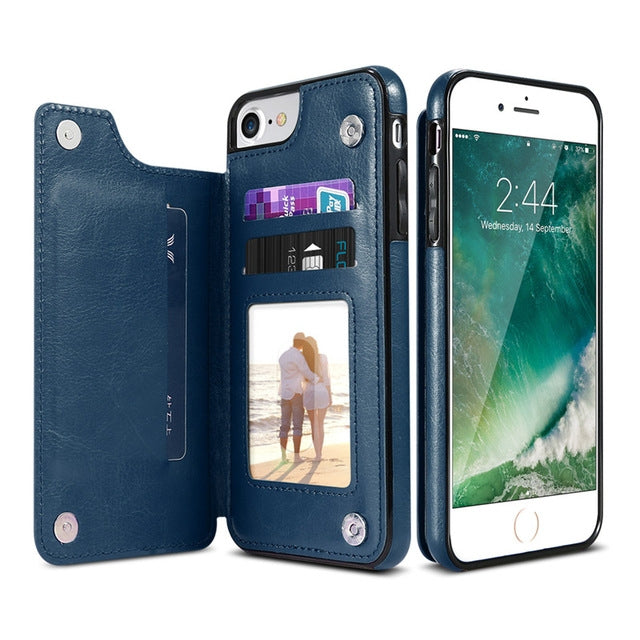 For iPhone XS Max Retro PU Leather Case Multi Card Holders Phone Cases , For iPhone XS Max