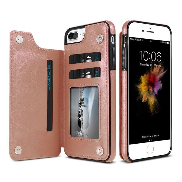 For iPhone 7 Plus / 8 Plus Retro PU Leather Case Multi Card Holders Phone Cases(Brown), For iPhone 7 Plus