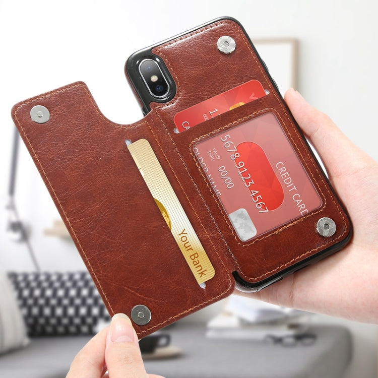 For iPhone XS Retro PU Leather Case Multi Card Holders Phone Cases, For iPhone XS
