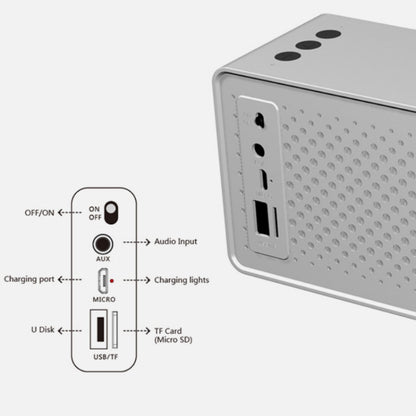 F2 Mini Wireless Computer Card Subwoofer Bluetooth Speaker, Black, Silver