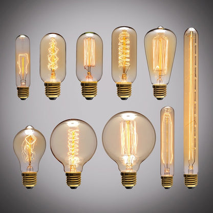 E27 40W Retro Edison Light Bulb Filament Vintage Ampoule Incandescent Bulb, AC 220V, A19 Spirai, G80 Spirai, G80 Filament, G95 Spirai, G95 Filament, ST64 Spirai, ST64 Christmas tree, ST64 Filament, T10 Filament, T185 Filament, T45 Spirai, T45 Filament