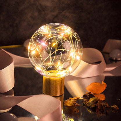 Star Moon Night Light USB Wood Base LED Atmosphere Light, Round Base