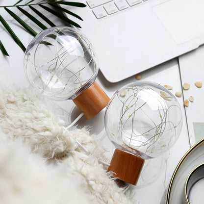 Star Moon Night Light USB Wood Base LED Atmosphere Light, Round Base