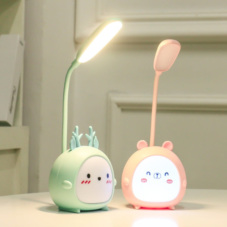 YW2021 Cartoon Cute LED Eye Protection Desk Lamp Student Dormitory Bedroom Folding Reading Desk Lamp, Green Lamb, Pink Lamb, Brown Lamb, Blue Fawn, Pink Fawn, Brown Fawn, Green Fawn, Green Bear, Pink Bear, Brown Bear, Blue Lamb