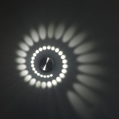 3W Modern Interior Creative Spiral Round Wall Lamp for Club, KTV, Corridor, Aisle, Background Wall Decoration Lamp, Recessed In, Wall Mounted