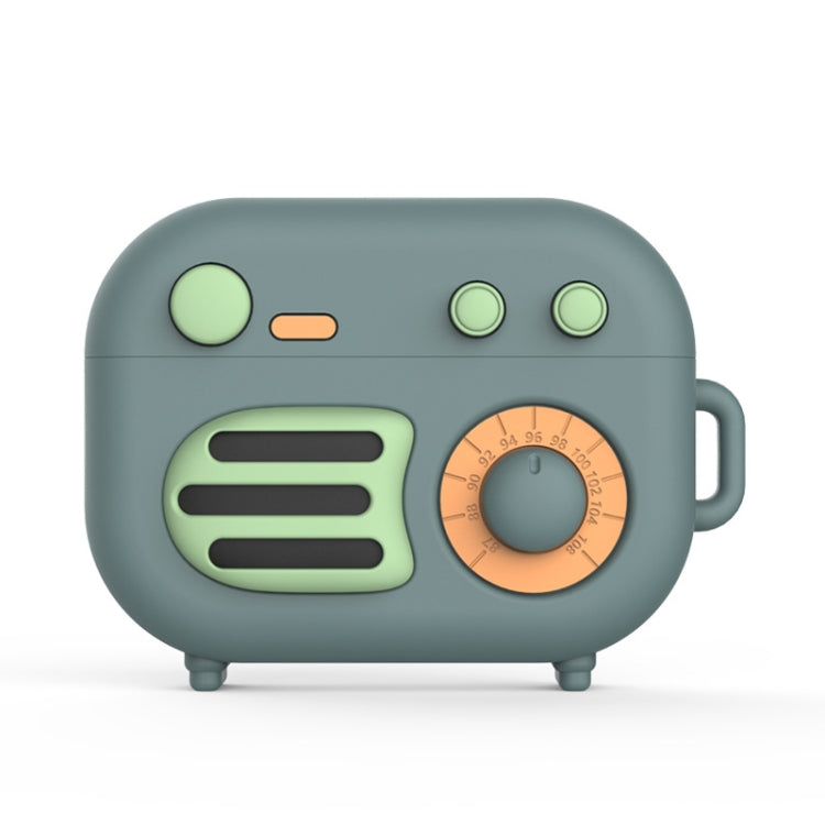 2 PCS Retro Radio Shape Protective Cover Silicone Case for AirPods Pro, Green, Blue Gray, Matcha Green, Pink, Green+Metal Hook, Blue Gray+Metal Hook, Matcha Green+Metal Hook, Pink + Metal Hook, Green+Finger Ring, Blue Gray+Finger Ring                  ...