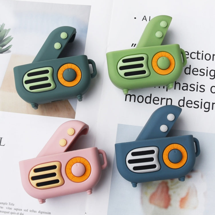 2 PCS Retro Radio Shape Protective Cover Silicone Case for AirPods Pro, Green, Blue Gray, Matcha Green, Pink, Green+Metal Hook, Blue Gray+Metal Hook, Matcha Green+Metal Hook, Pink + Metal Hook, Green+Finger Ring, Blue Gray+Finger Ring                  ...