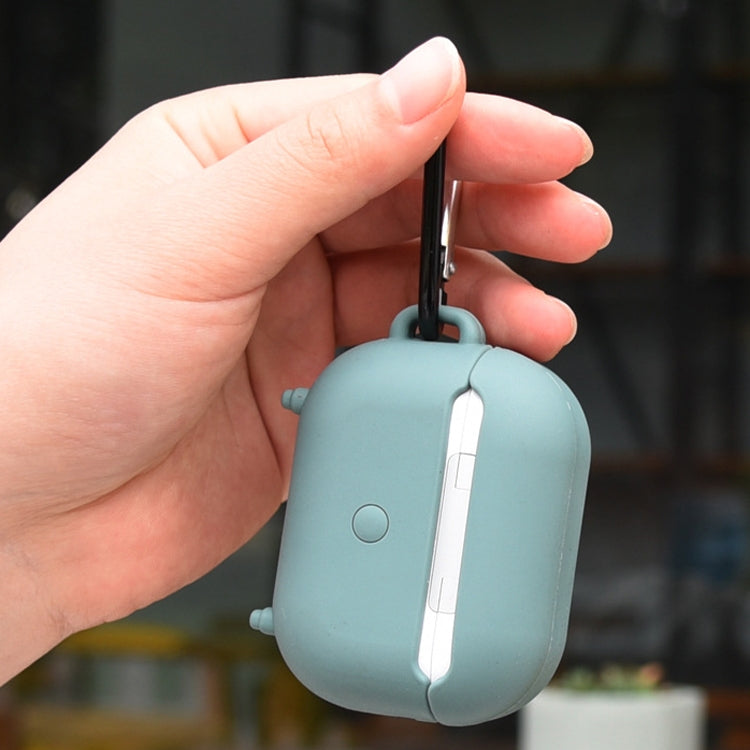2 PCS Retro Radio Shape Protective Cover Silicone Case for AirPods Pro, Green, Blue Gray, Matcha Green, Pink, Green+Metal Hook, Blue Gray+Metal Hook, Matcha Green+Metal Hook, Pink + Metal Hook, Green+Finger Ring, Blue Gray+Finger Ring                  ...