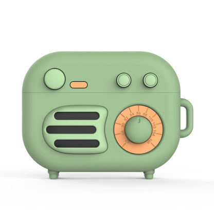 2 PCS Retro Radio Shape Protective Cover Silicone Case for AirPods Pro, Green, Blue Gray, Matcha Green, Pink, Green+Metal Hook, Blue Gray+Metal Hook, Matcha Green+Metal Hook, Pink + Metal Hook, Green+Finger Ring, Blue Gray+Finger Ring                  ...