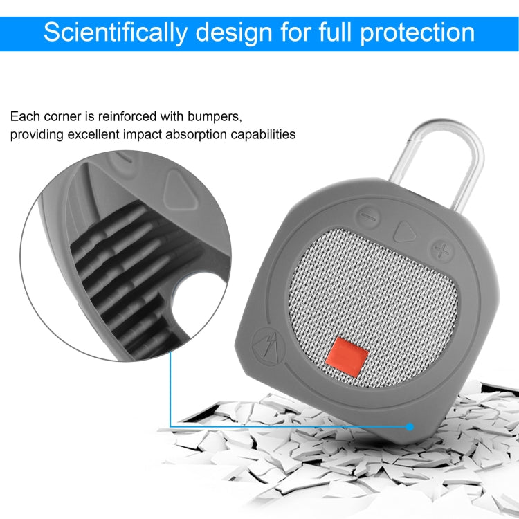 Silicone Bluetooth Speaker Protective Cover Anti-Fall Storage Cover for JBL Clip 3, Pink, Black, Medium Gray, Dark Gray Blue, Turquoise