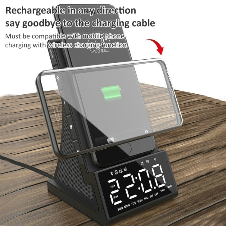 X7 Multifunctional Wireless Charging Bluetooth Speaker with Alarm Clock & Radio & Remote Control, US Plug, UK Plug, EU Plug, AU Plug