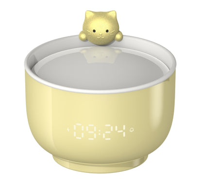 Cat Alarm Clock Night Light 2W LED Rechargeable Adjustable Children Bedroom Bedside Light, White, Pink, Beige