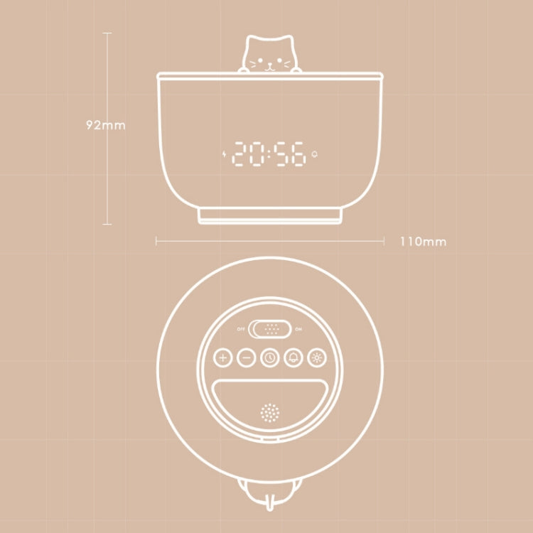 Cat Alarm Clock Night Light 2W LED Rechargeable Adjustable Children Bedroom Bedside Light, White, Pink, Beige