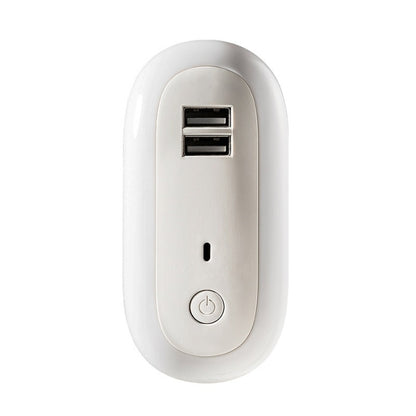 Remote Control Timer Dimming Night Light Bedroom Socket LED Wall Light, CN Plug, Dual-USB