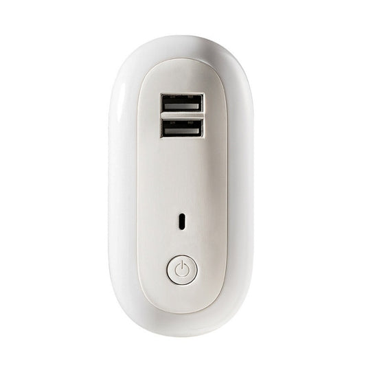 Remote Control Timer Dimming Night Light Bedroom Socket LED Wall Light, CN Plug, Dual-USB