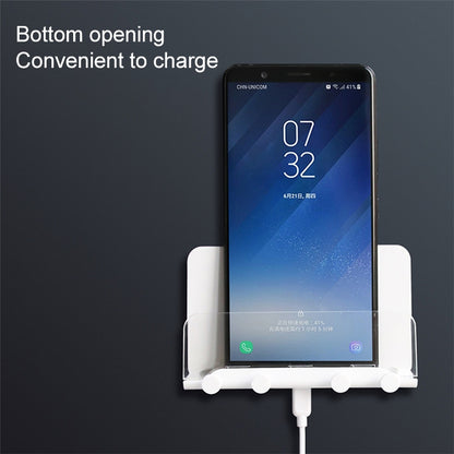 Free Punching Wall Phone Holder Wall-Mounted Charging Base Bracket, (White)