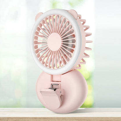 D11 Fill Light Clip Hanging Neck Fan Handheld Folding Mini USB Desktop Fan, D11 Green, D11 White, D11 Pink