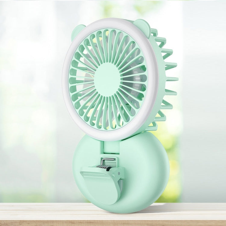 D11 Fill Light Clip Hanging Neck Fan Handheld Folding Mini USB Desktop Fan, D11 Green, D11 White, D11 Pink