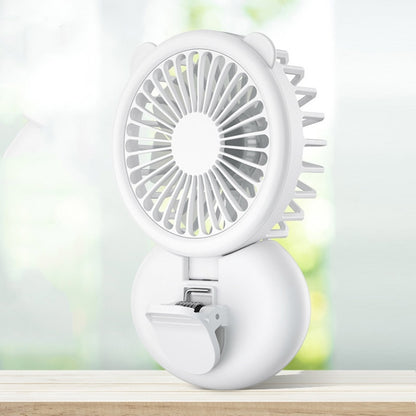 D11 Fill Light Clip Hanging Neck Fan Handheld Folding Mini USB Desktop Fan, D11 Green, D11 White, D11 Pink