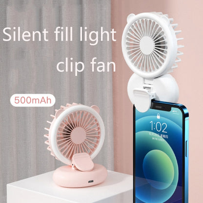 D11 Fill Light Clip Hanging Neck Fan Handheld Folding Mini USB Desktop Fan, D11 Green, D11 White, D11 Pink