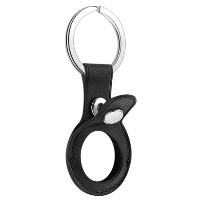Anti-scratch Top-layer Cowhide Leather Protective Cover with Hanging Buckle for AirTag 2nd Gen / AirTag 1st Gen