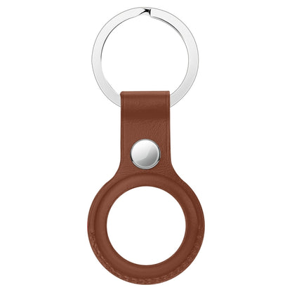 Anti-scratch Top-layer Cowhide Leather Protective Cover with Hanging Buckle for AirTag 2nd Gen / AirTag 1st Gen