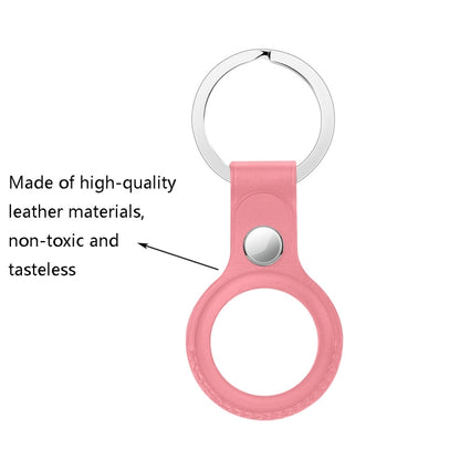 Anti-scratch Top-layer Cowhide Leather Protective Cover with Hanging Buckle for AirTag 2nd Gen / AirTag 1st Gen