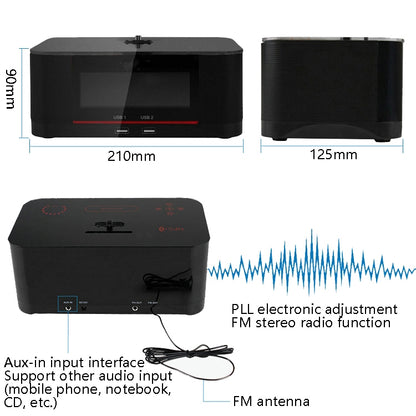 A8 Charging Base Audio NFC Bluetooth Speaker Alarm Clock, US Plug, EU Plug, UK Plug