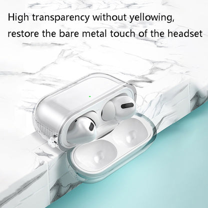 2 PCS Earphone Protective Cover TPU Airbag Transparent Protective Shell For AirPods Pro, Transparent Pink, Transparent Black, Transparent Green, Transparent