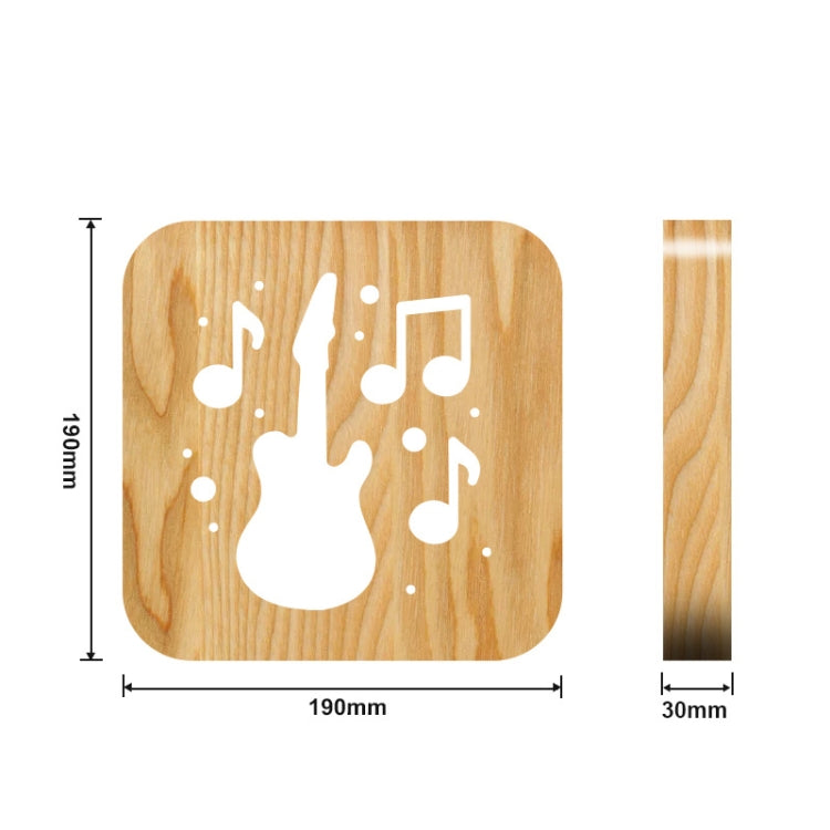 FS-T1877W 2.5W Guitar Shape Solid Wood Table Lamp LED Night Light, Guitar