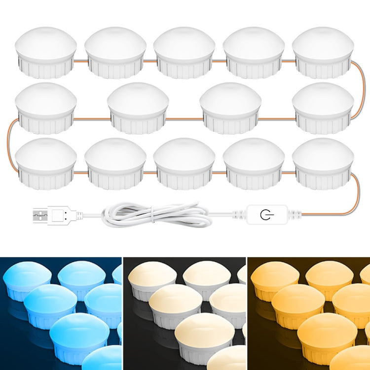 Cosmetic Room Bathroom Mirror Front Light USB Three-Color Dimming Light, 2 LEDs, 6 LEDs, 10 LEDs, 14 LEDs