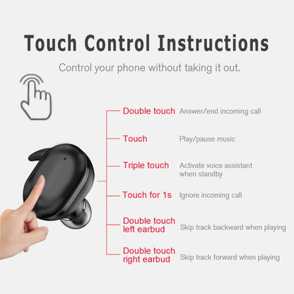 Y30 Wireless Bluetooth Headset 5.0 In-Ear Mini Earphone, Black, White, Digital Display Black
