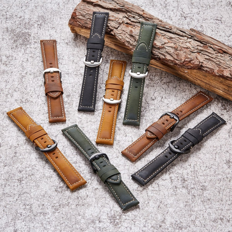 Smart Quick Release Watch Strap Crazy Horse Leather Retro Strap For Samsung Huawei,Size:, 20mm  (Dark Brown Black Buckle), 20mm (Deep Brown Silver Buckle), 20mm (Light Brown Black Buckle), 20mm (Light Brown Silver Buckle), 20mm (Black And Black Buckle)...