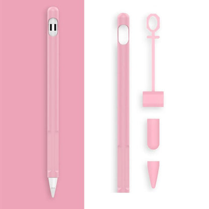2 Sets 4 In 1 Stylus Silicone Protective Cover + Anti-Lost Rope Set For Apple Pencil 1, Jade White, Ink Black, Mint Green, Fresh Pink, Red, Midnight Blue, Business Gray