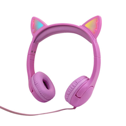 LX-K06 3.5mm Wired Children Learning Luminous Cat Ear Headset, Cable Length: 1.2m, Pink, Purple, Blue, Orange