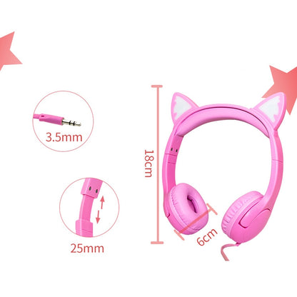 LX-K06 3.5mm Wired Children Learning Luminous Cat Ear Headset, Cable Length: 1.2m, Pink, Purple, Blue, Orange
