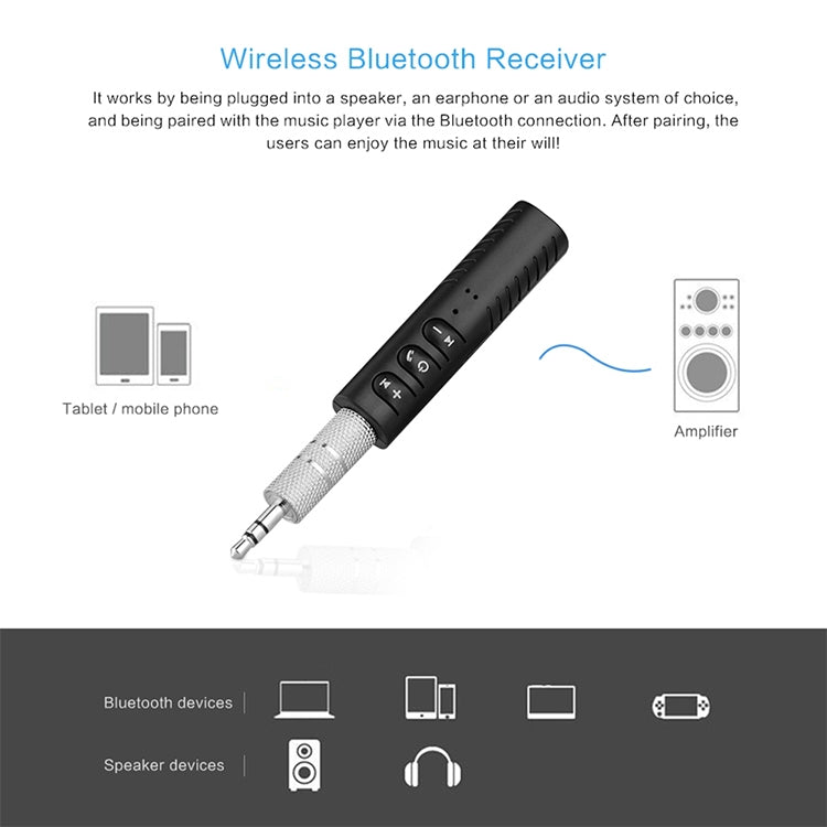 3.5mm Lavalier Bluetooth Audio Receiver with Metal Adapter, H-139 White, H-139 Green, H-139 Black, H-139 Blue, H-139 Red