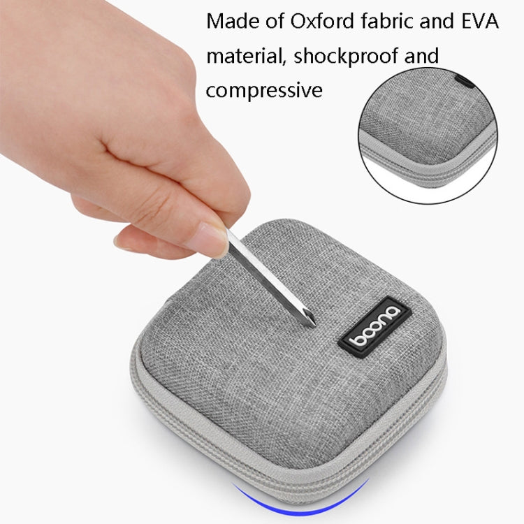 2 PCS Baona BN-F001 Headset Oxford EVA Storage Box Data Cable Charger Organizing Box, Gray, Black