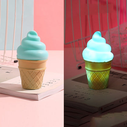 3 PCS Cartoon Ice Cream Night Light Children Room LED Light, Blue, White, Pink