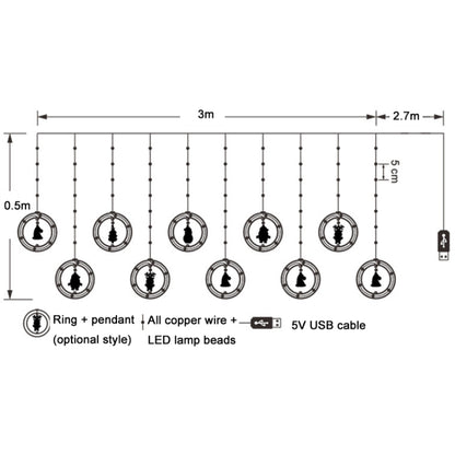 Christmas Decoration Lights USB Ring Doll 10 in 1 String Lights, Reindeer, Santa Claus, Christmas Tree, Snowman