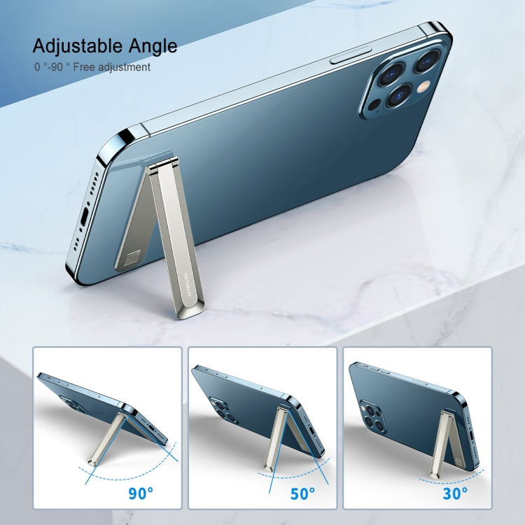 Oatsbasf 03654 Mini Mobile Phone Holder Back Sticker Portable Folding Desktop Multifunctional Magnetic Stand, 03654 Grey, 03654 Gold