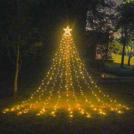 10LM 350 LED Star Waterfall Light Christmas Tree String Lights Outdoor Meteor Light, Plug Spec:, US Plug, EU Plug