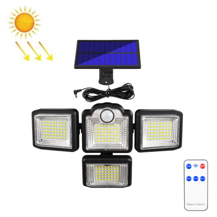 TG-TY085 Solar 4-Head Rotatable Wall Light with Remote Control Body Sensing Outdoor Waterproof Garden Lamp, Style:, 192 LED Integrated, 198 LED Integrated, 192 COB Integrated, 198 COB Integrated, 192 LED Separated, 198 LED Separated, 192 COB Separated ...