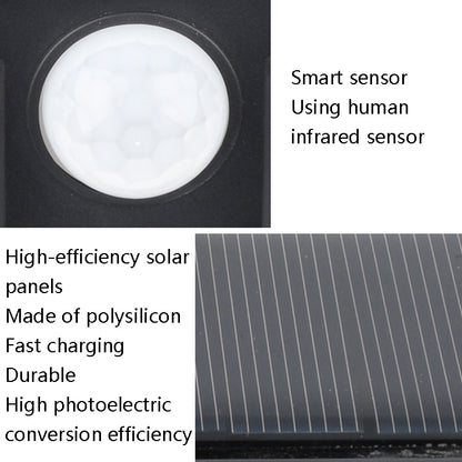 Solar 3-Sides Floodlit Motion Sensing Wall Light Outdoor Garden Corridor Street Light, 118 LED